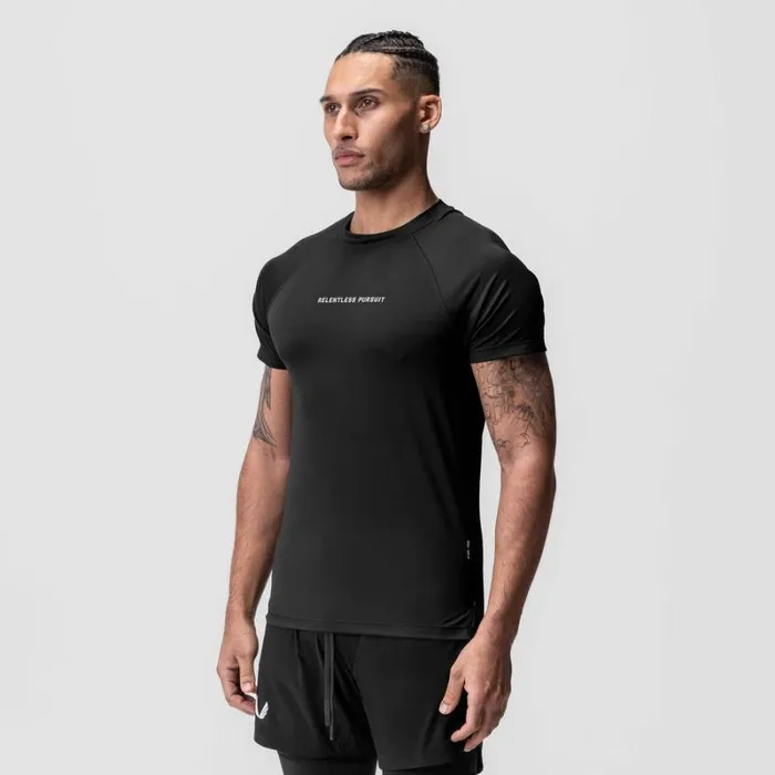 ASRV Short Sleeves Men AeroSilver Fitted Tee Black 034rp034