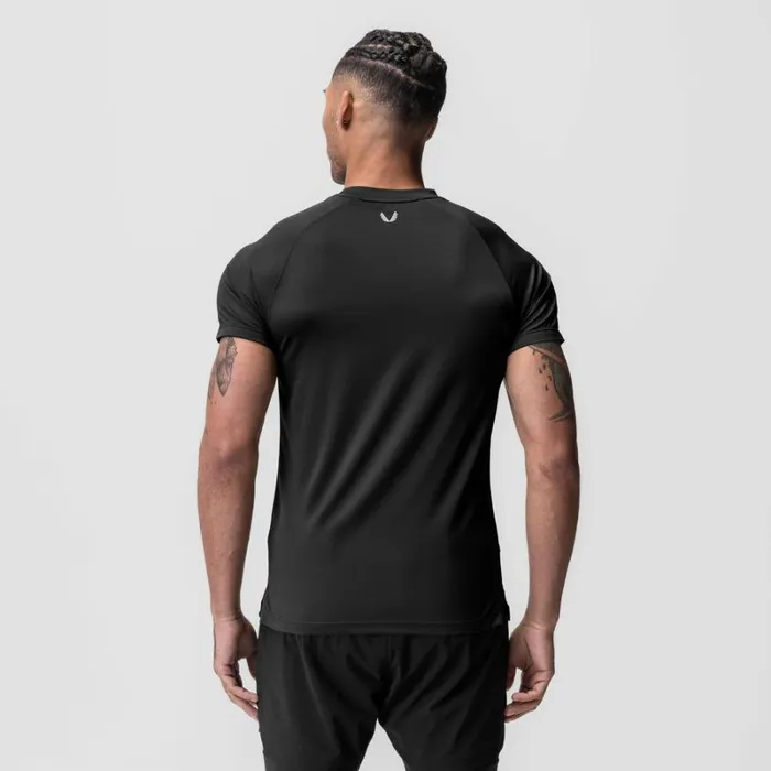 ASRV Short Sleeves Men AeroSilver Fitted Tee Black 034rp034