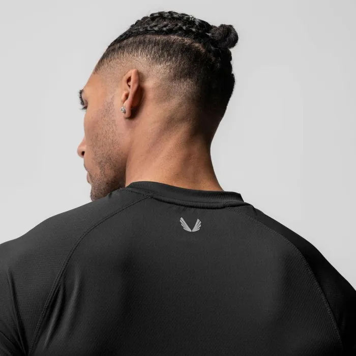 ASRV Short Sleeves Men AeroSilver Fitted Tee Black 034rp034