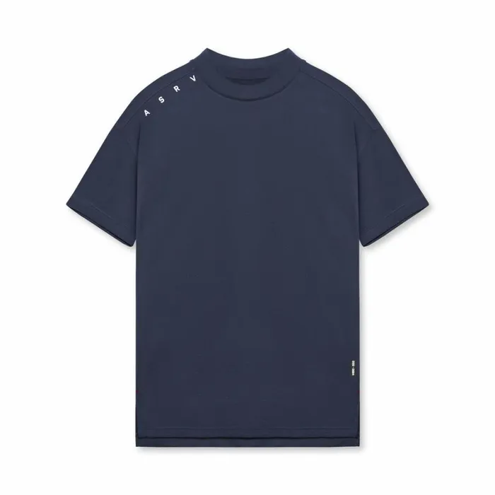 ASRV Short Sleeves Men Core Mock Neck Tee Navy