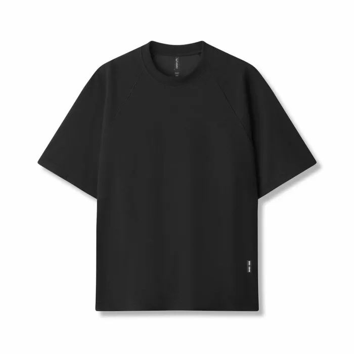 ASRV Short Sleeves Men Waffle Knit Oversized Tee Blackblack