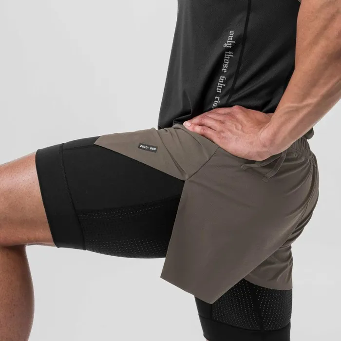 ASRV Shorts Men Ripstop 3034 High Split Liner Short Deep Taupeblack