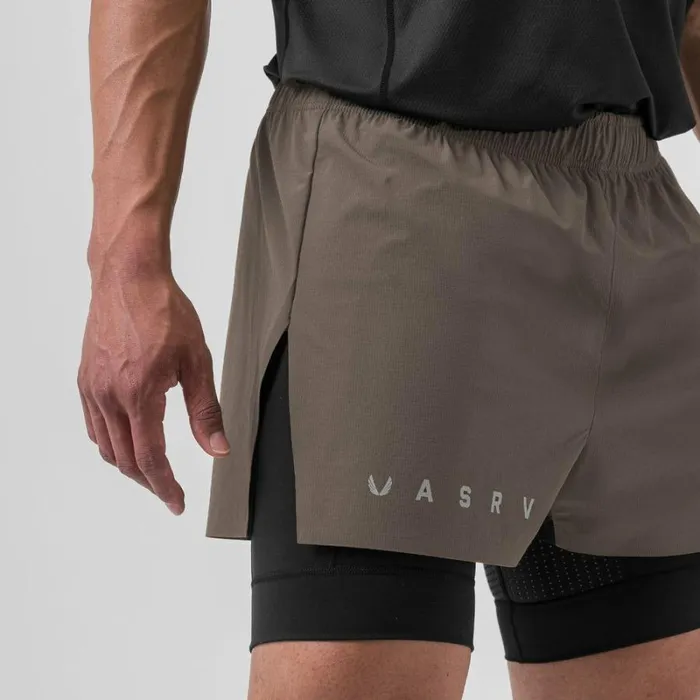 ASRV Shorts Men Ripstop 3034 High Split Liner Short Deep Taupeblack