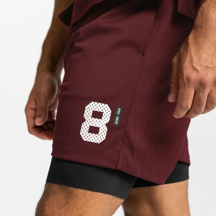 ASRV Shorts Men SilverPlus Mesh Rec Liner Short Crimson Redblack
