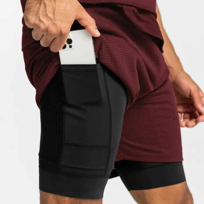 ASRV Shorts Men SilverPlus Mesh Rec Liner Short Crimson Redblack