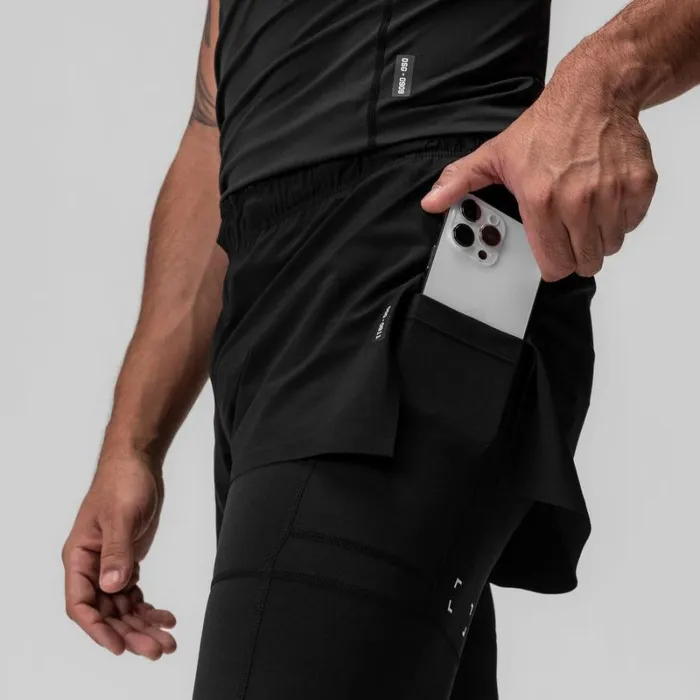 ASRV Shorts Men TetraLite 2in1 High Split Legging Short Black 034cyber034black