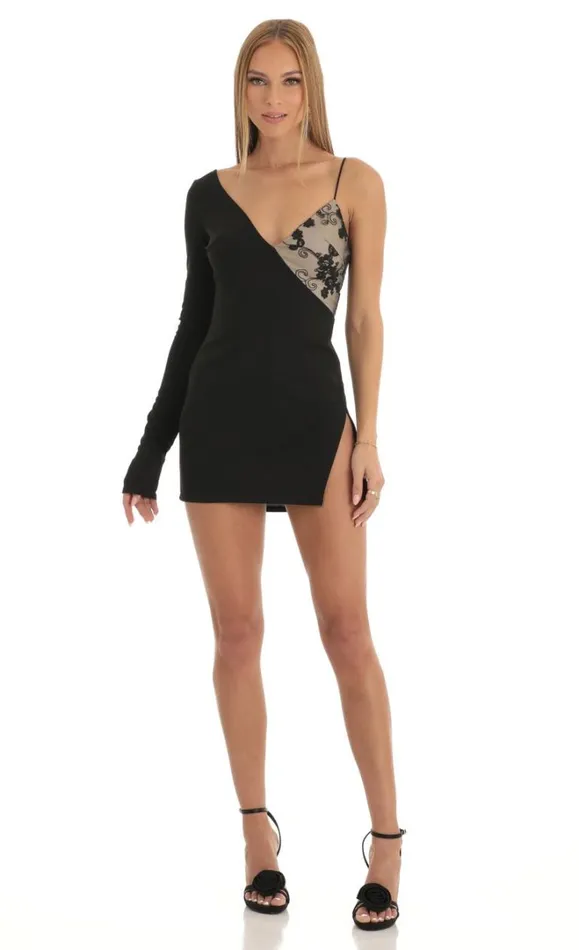 Asymmetrical Crepe Dress Black Women LUCY IN THE SKY Mini Dresses