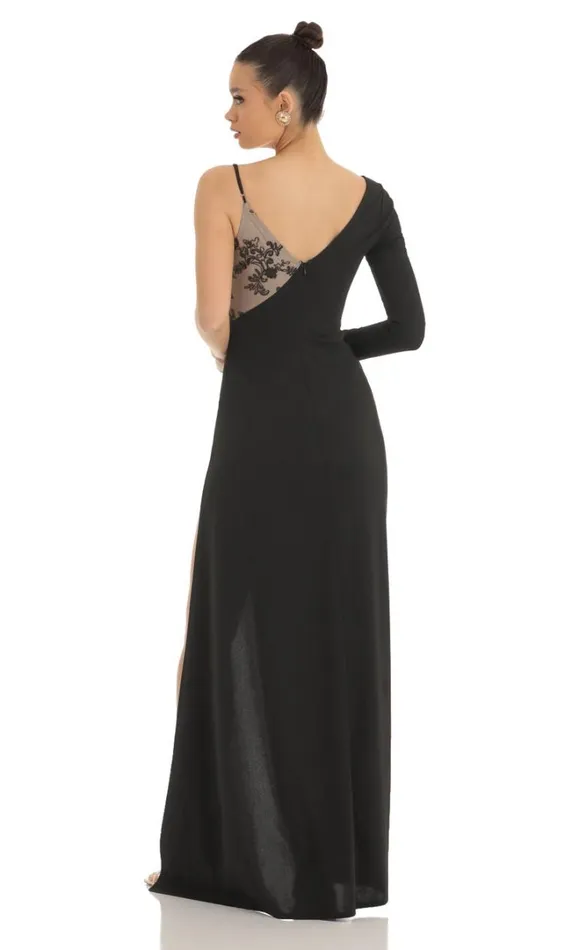 Asymmetrical Crepe Maxi Dress Black Women LUCY IN THE SKY Maxi Dresses Asymmetrical Crepe Maxi Dress Black Women LUCY IN THE SKY Maxi Dresses