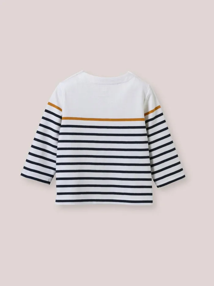 Baby Baby Boy Cyrillus Organic Cotton SailorStripe TShirt Rayure Marineecru