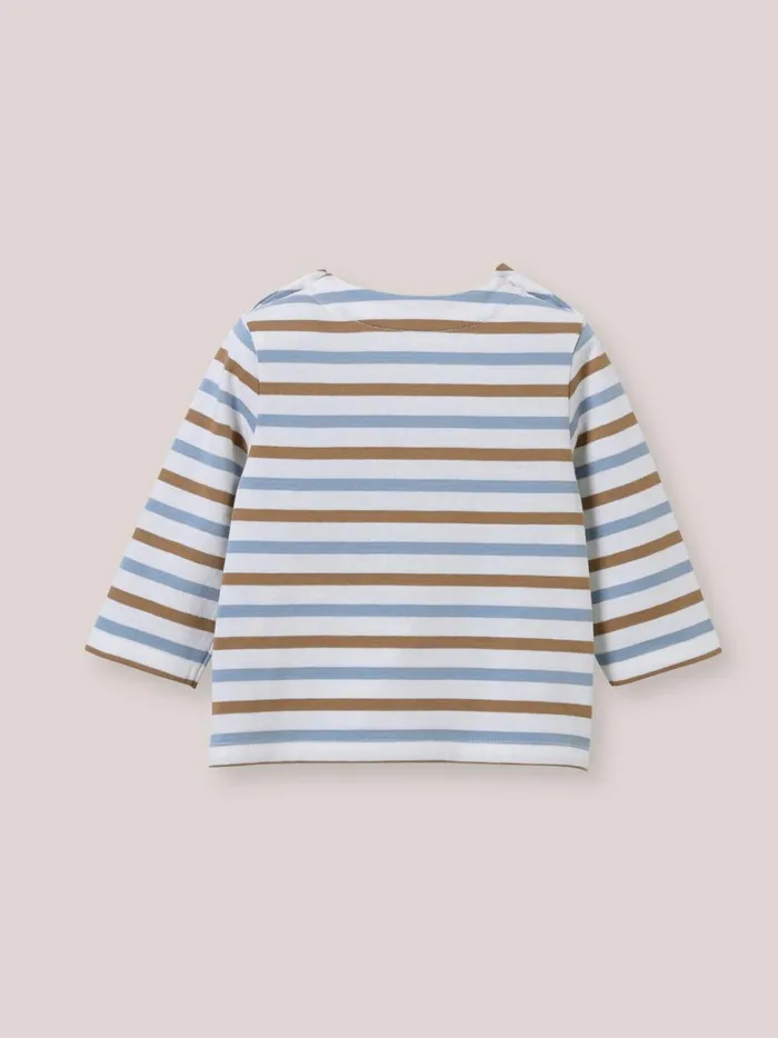 Baby Baby Boy Cyrillus Striped Organic Cotton TShirt Rayure Beigebleu