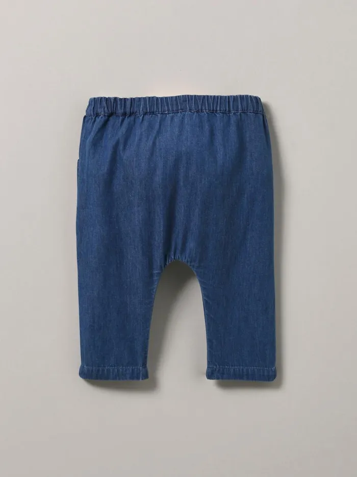 Baby Baby Girl Cyrillus Lightweight Denim Harem Pants Denim Bleu