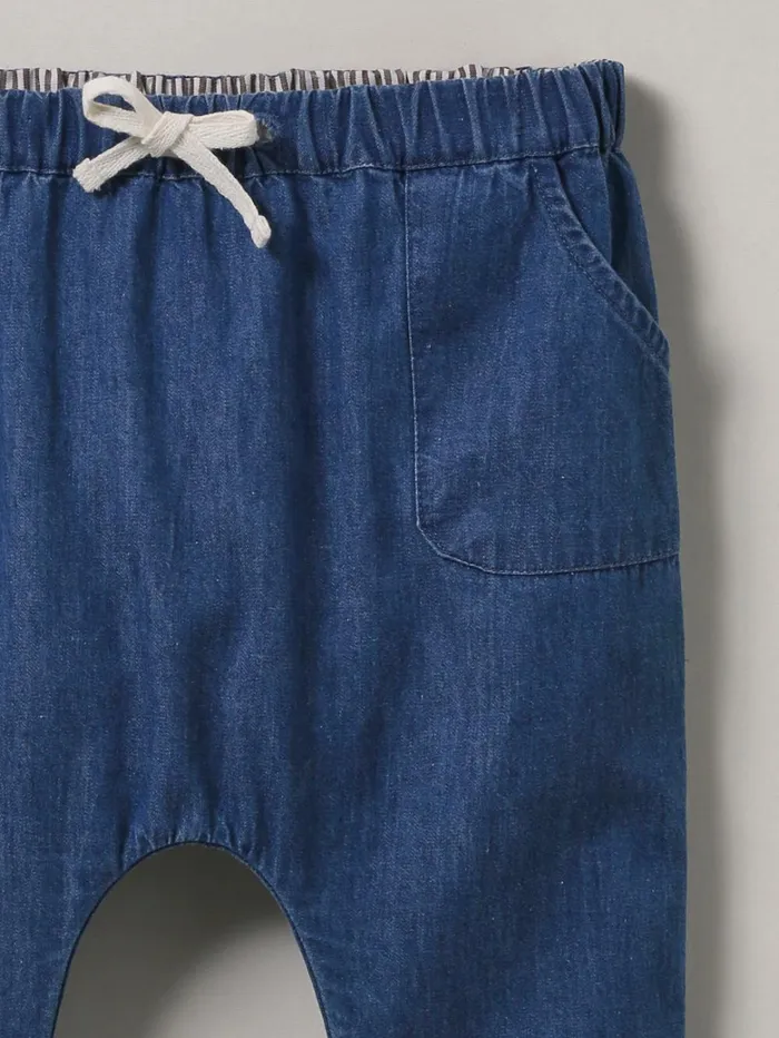 Baby Baby Girl Cyrillus Lightweight Denim Harem Pants Denim Bleu
