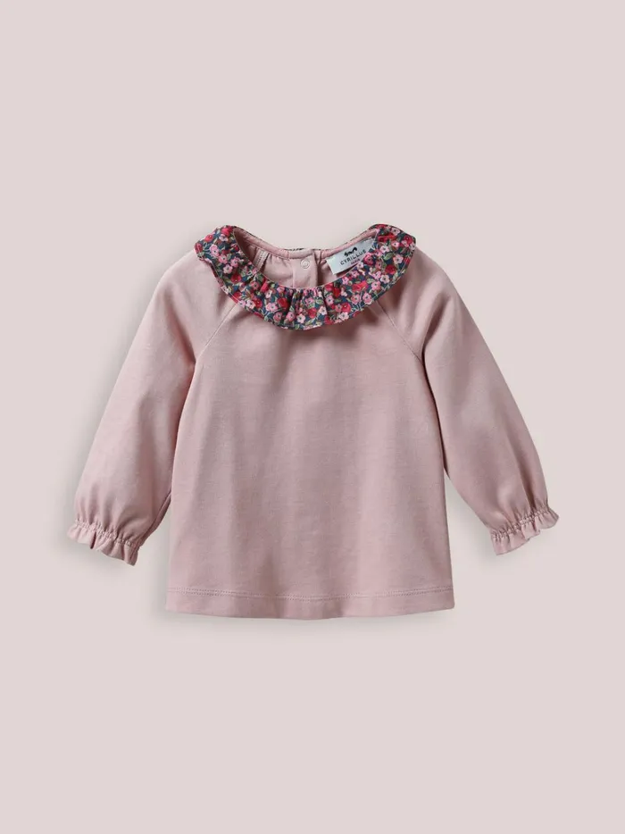 Baby Baby Girl Cyrillus Organic Cotton TShirt Made With Liberty Fabric Rose Ancien