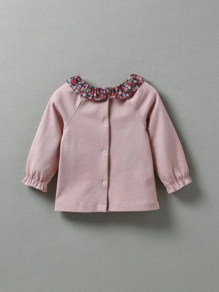 Baby Baby Girl Cyrillus Organic Cotton TShirt Made With Liberty Fabric Rose Ancien