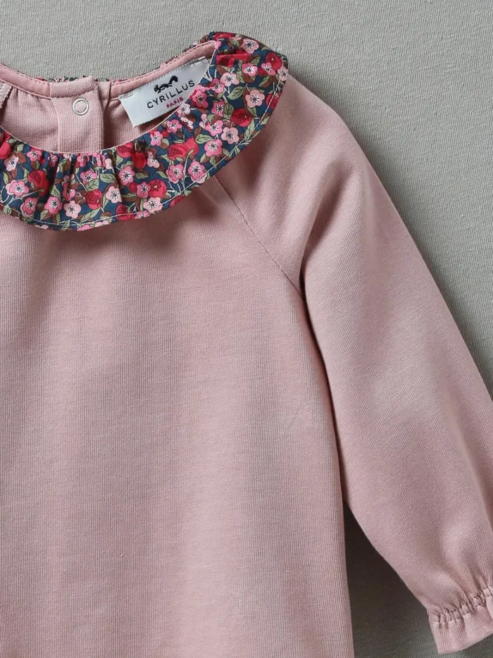 Baby Baby Girl Cyrillus Organic Cotton TShirt Made With Liberty Fabric Rose Ancien