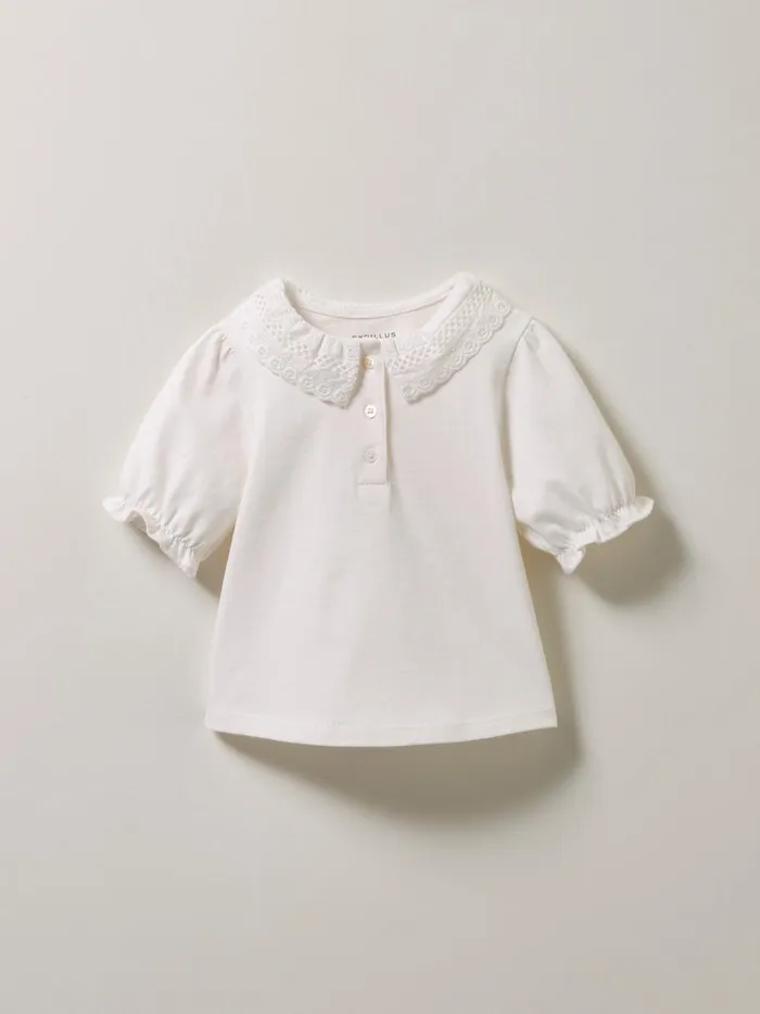 Baby Baby Girl Cyrillus Refined Organic Cotton TShirt Blanc Doux