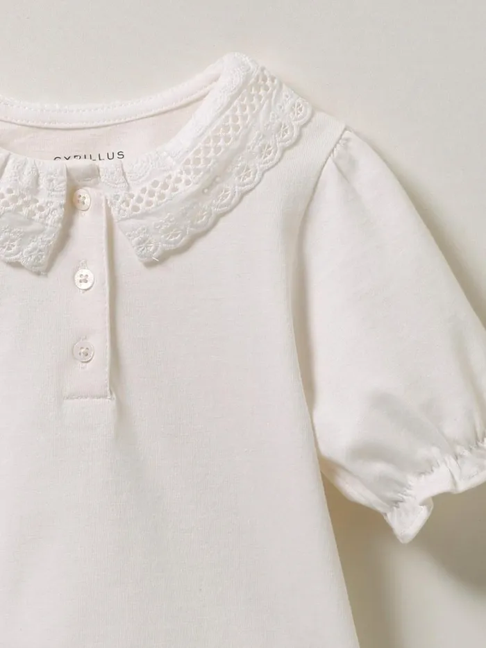 Baby Baby Girl Cyrillus Refined Organic Cotton TShirt Blanc Doux