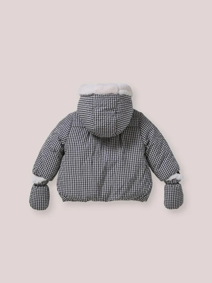 Baby Baby Girl Cyrillus SherpaLined Puffer Jacket Vichy Bleu