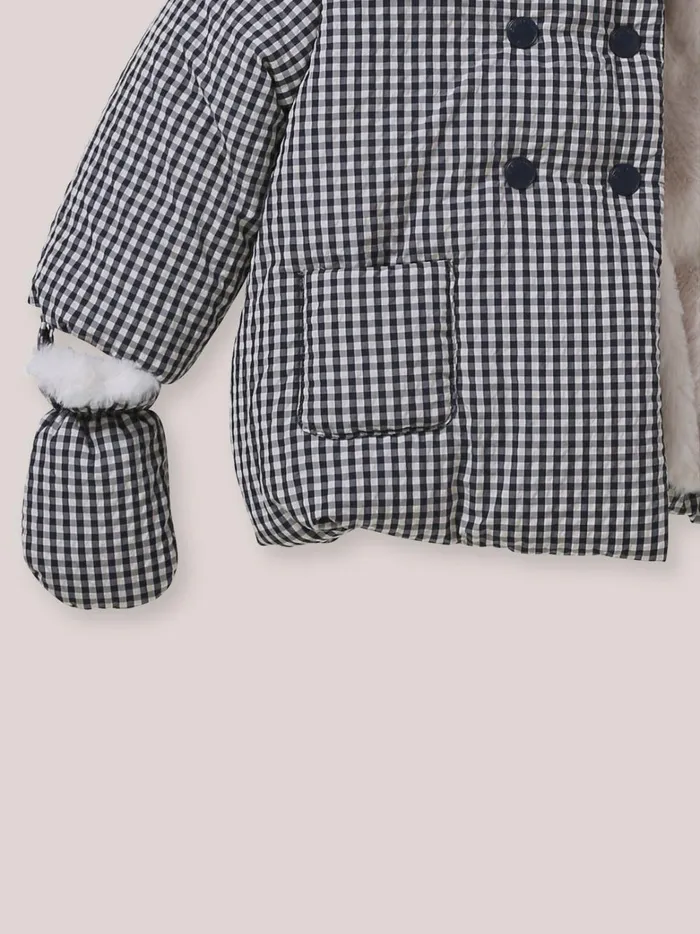 Baby Baby Girl Cyrillus SherpaLined Puffer Jacket Vichy Bleu