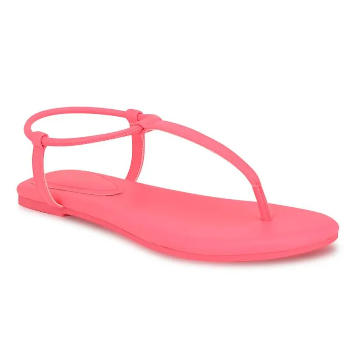 Bassie Flat Sandals Pink Women Nine West Sandals Bassie Flat Sandals Pink Women Nine West Sandals