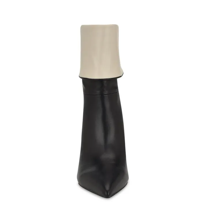 Bayli Cuffed Dress Booties Blackwhite Leather Women Nine West Boots and Booties