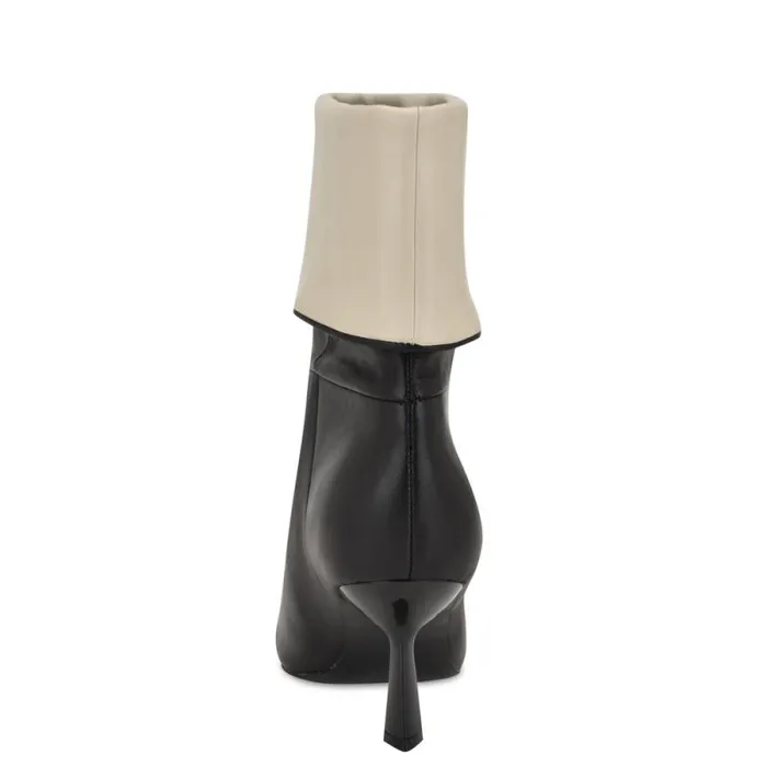 Bayli Cuffed Dress Booties Blackwhite Leather Women Nine West Boots and Booties