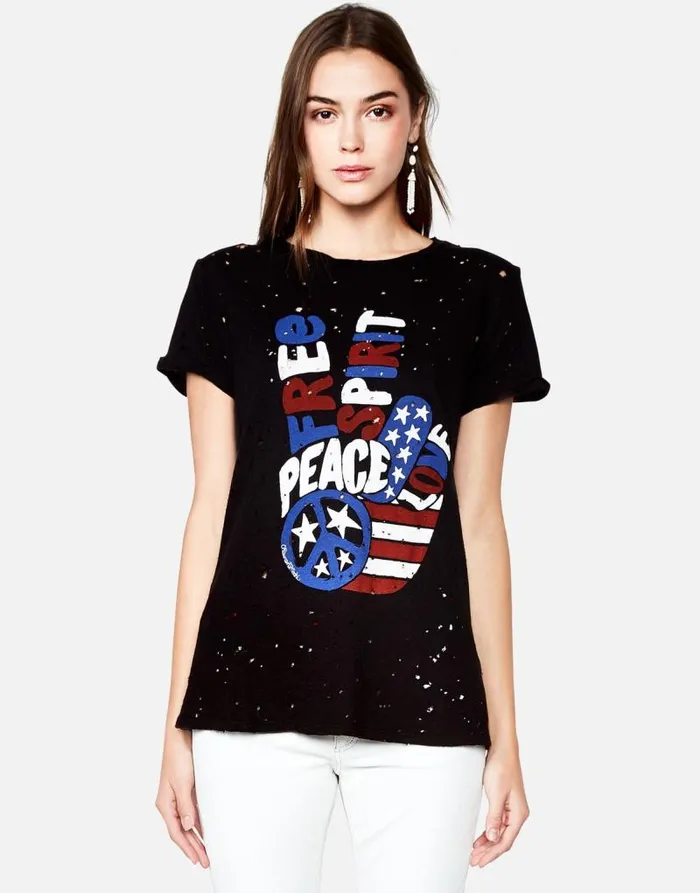 Bess Free Spirit Peace Black Women Lauren Moshi Short Sleeve