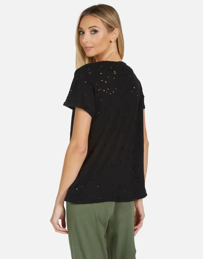 Bess Lightning Skull Black Women Lauren Moshi Short Sleeve