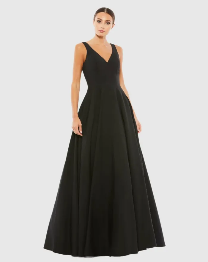 Best Sellers Black Classic Sleeveless ALine Gown with Pockets Black 8211 Mac Duggal Women