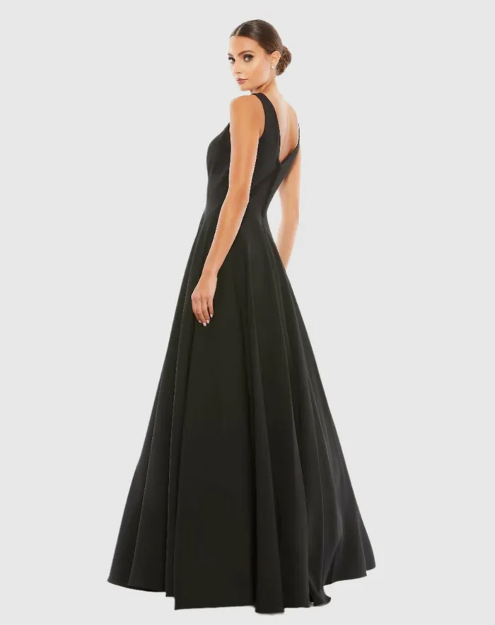 Best Sellers Black Classic Sleeveless ALine Gown with Pockets Black 8211 Mac Duggal Women