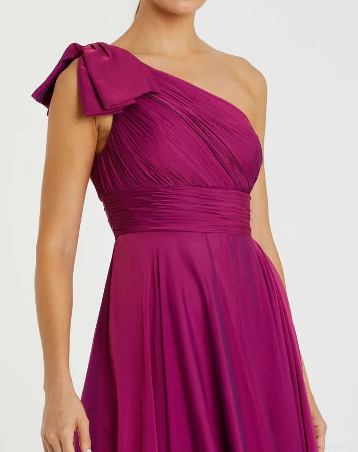 Best Sellers Purple Pleated One Shoulder Chiffon Gown Raspberry 8211 Mac Duggal Women