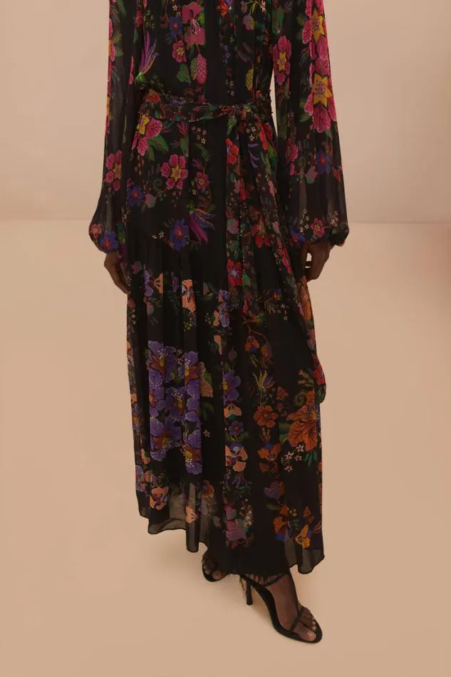 Black Floral Scarves High Neck Maxi Dress Women FARM Rio Maxi Dresses