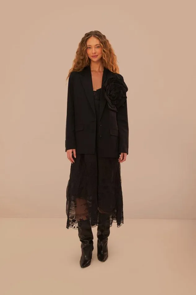 Black Flowered Blazer Women FARM Rio Blazers