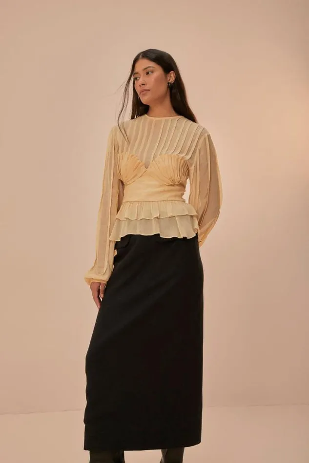 Black Midi Skirt Women FARM Rio Skirts