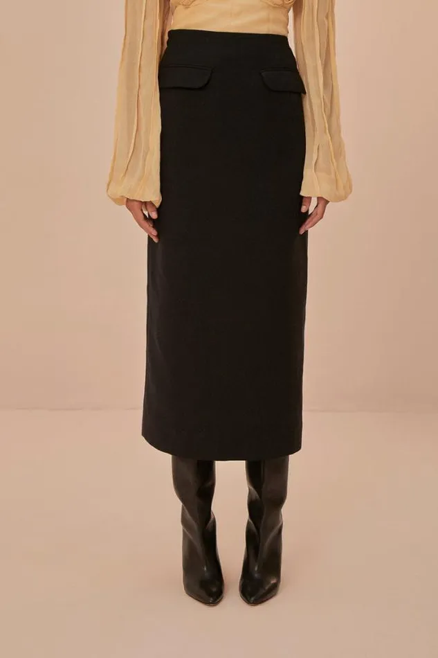 Black Midi Skirt Women FARM Rio Skirts