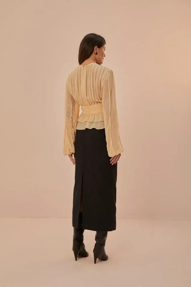 Black Midi Skirt Women FARM Rio Skirts