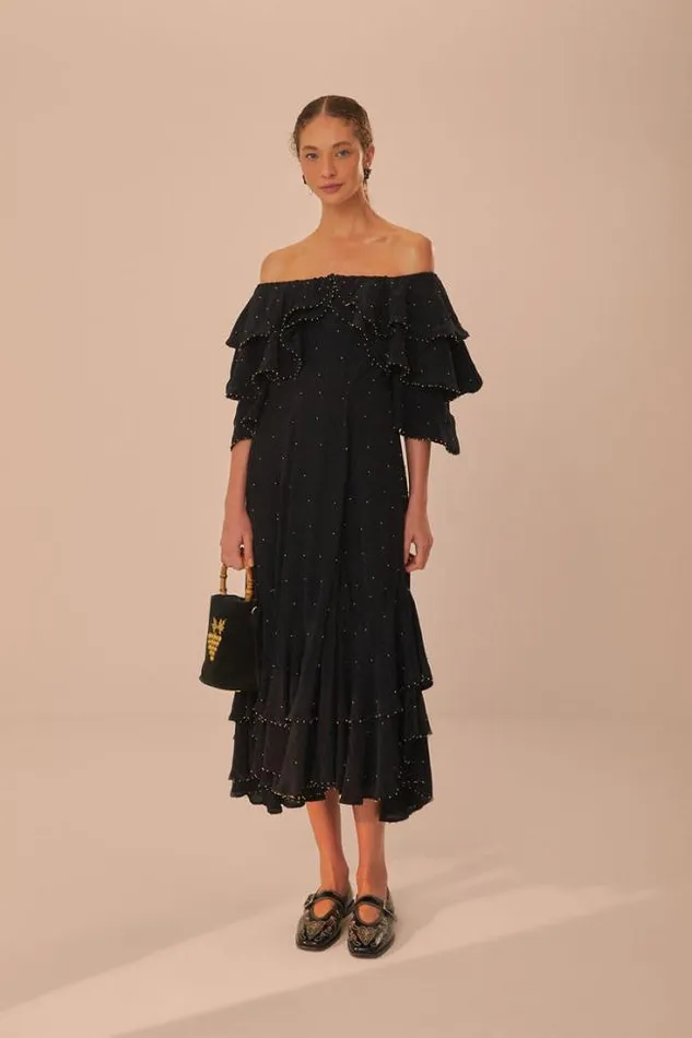 Black OffShoulder Maxi Dress Women FARM Rio Maxi Dresses