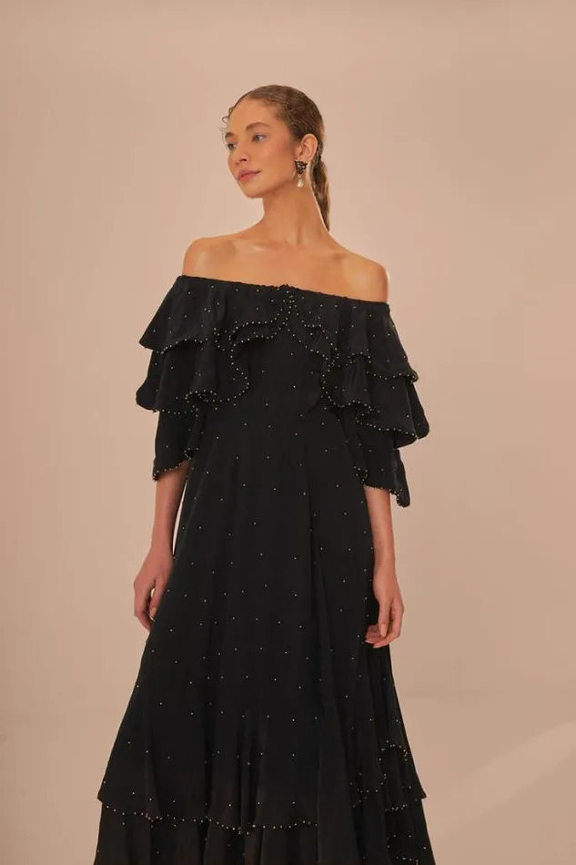 Black OffShoulder Maxi Dress Women FARM Rio Maxi Dresses