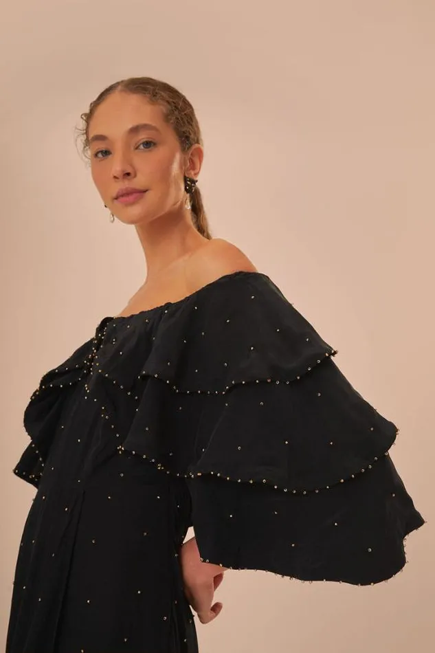 Black OffShoulder Maxi Dress Women FARM Rio Maxi Dresses
