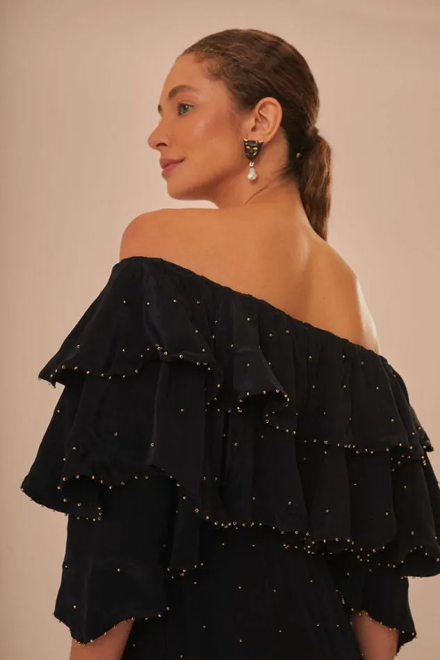 Black OffShoulder Maxi Dress Women FARM Rio Maxi Dresses