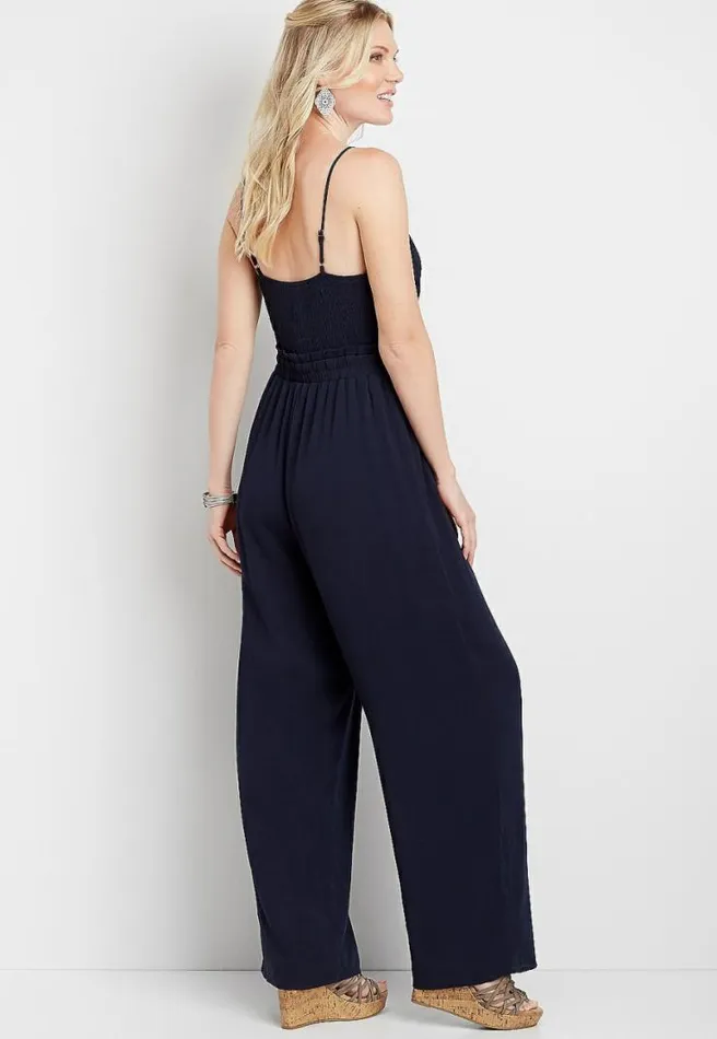 Blue Lace Bodice Paperbag Waist Jumpsuit Women Maurices Dresses and Jumpsuits