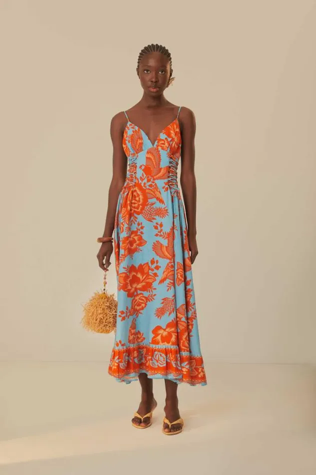 Blue Lace Garden Midi Dress Women FARM Rio Midi Dresses