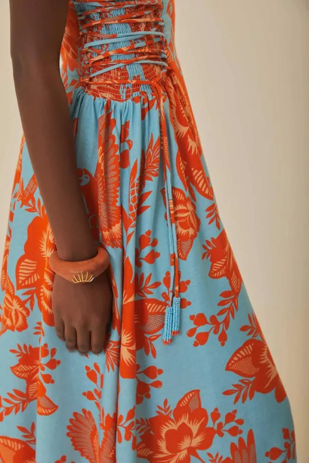 Blue Lace Garden Midi Dress Women FARM Rio Midi Dresses
