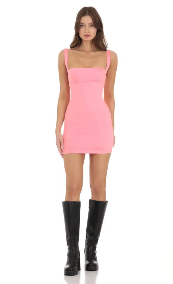 Bodycon Dress Neon Pink Women LUCY IN THE SKY Mini Dresses