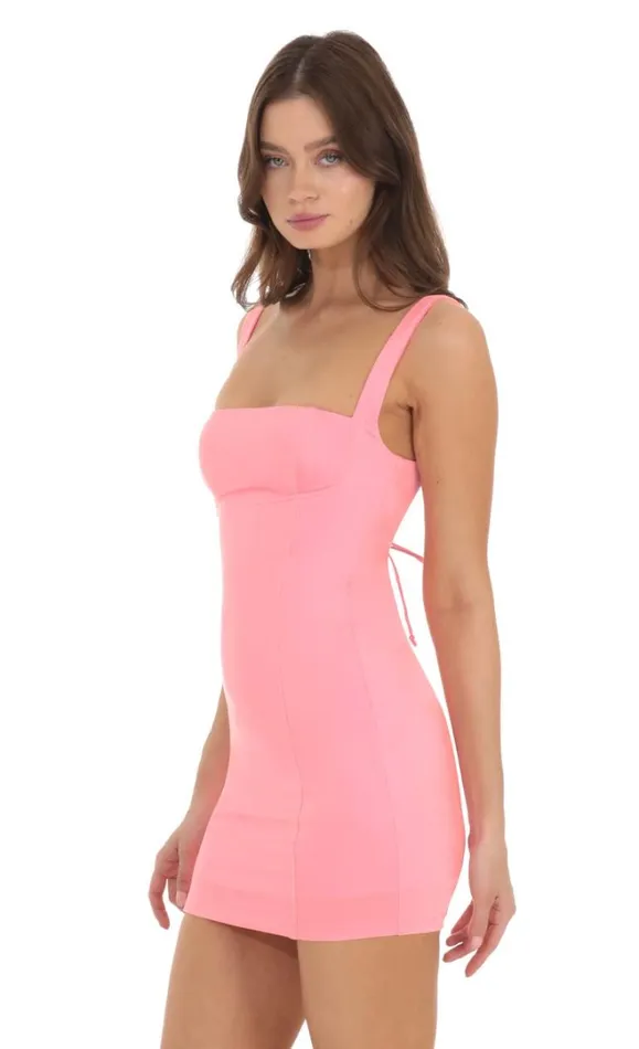 Bodycon Dress Neon Pink Women LUCY IN THE SKY Mini Dresses