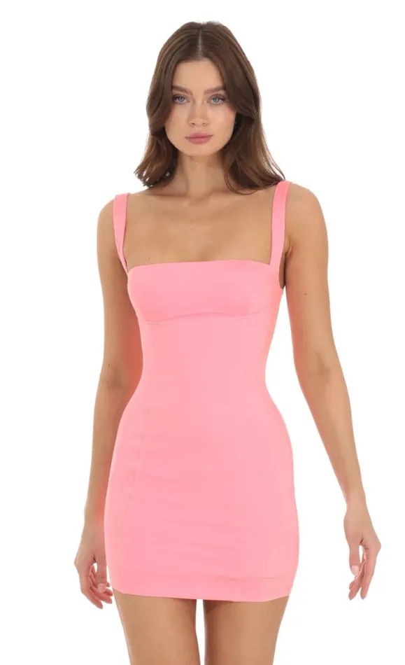 Bodycon Dress Neon Pink Women LUCY IN THE SKY Mini Dresses