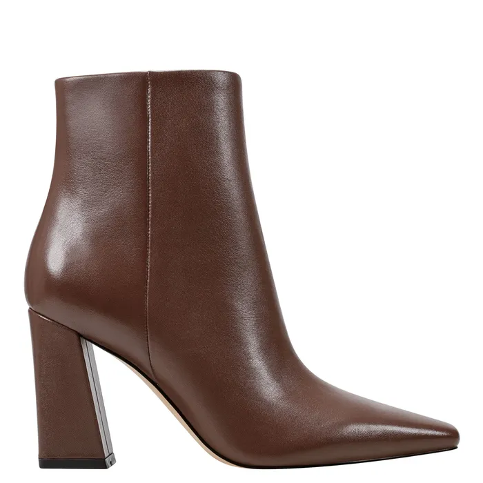 Boots and Booties Marc Fisher Women Yanara Heeled Bootie Dark Brown Leather