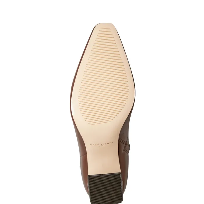 Boots and Booties Marc Fisher Women Yanara Heeled Bootie Dark Brown Leather