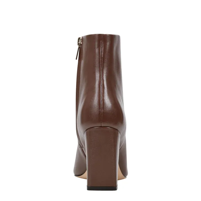 Boots and Booties Marc Fisher Women Yanara Heeled Bootie Dark Brown Leather
