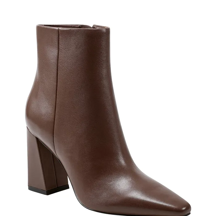 Boots and Booties Marc Fisher Women Yanara Heeled Bootie Dark Brown Leather